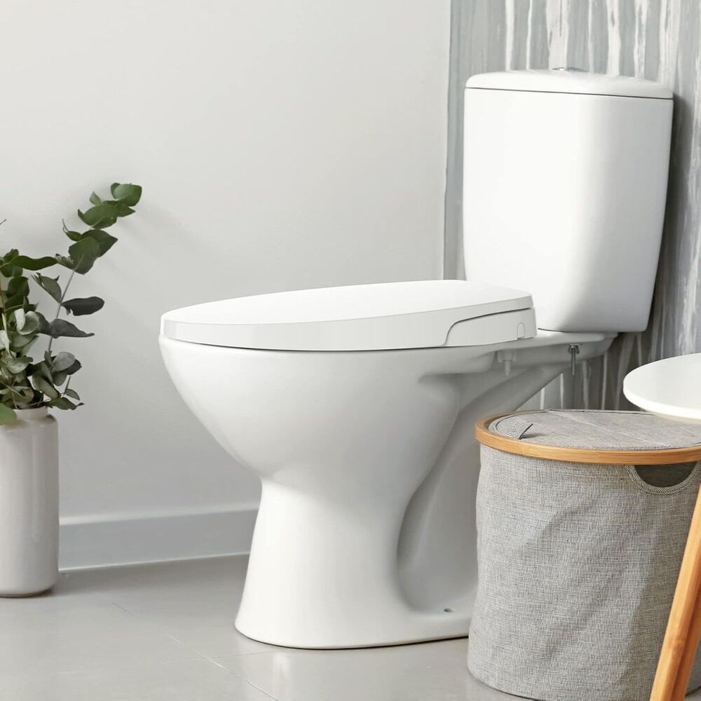 17” Round Non-Electric Bidet Toilet Seat Dual Nozzles Soft-Close White - Picture 2 of 10